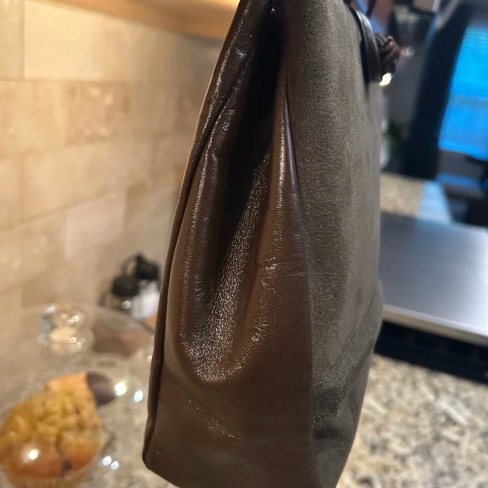 Burberrys Nova Check Shadow Horse Handbag Black Brown Leather Suede Women'S Euc